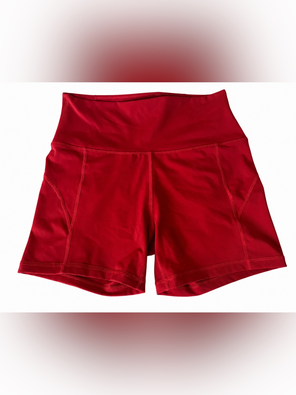 High-Waist Red Women’s Bike Shorts